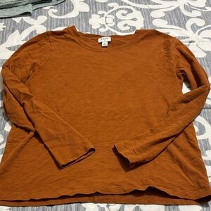 J Crew Women's Burnt Orange Long Sleeve Top